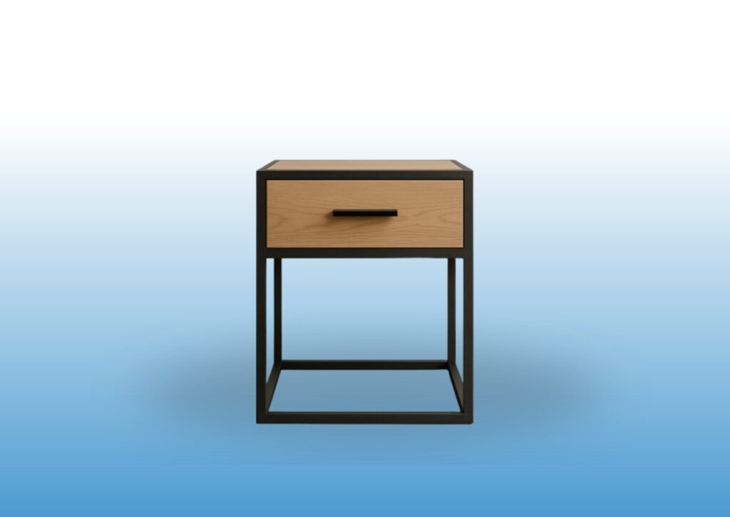 Mesa de noche moderna de madera y metal, ideal para muebles para el hogar.