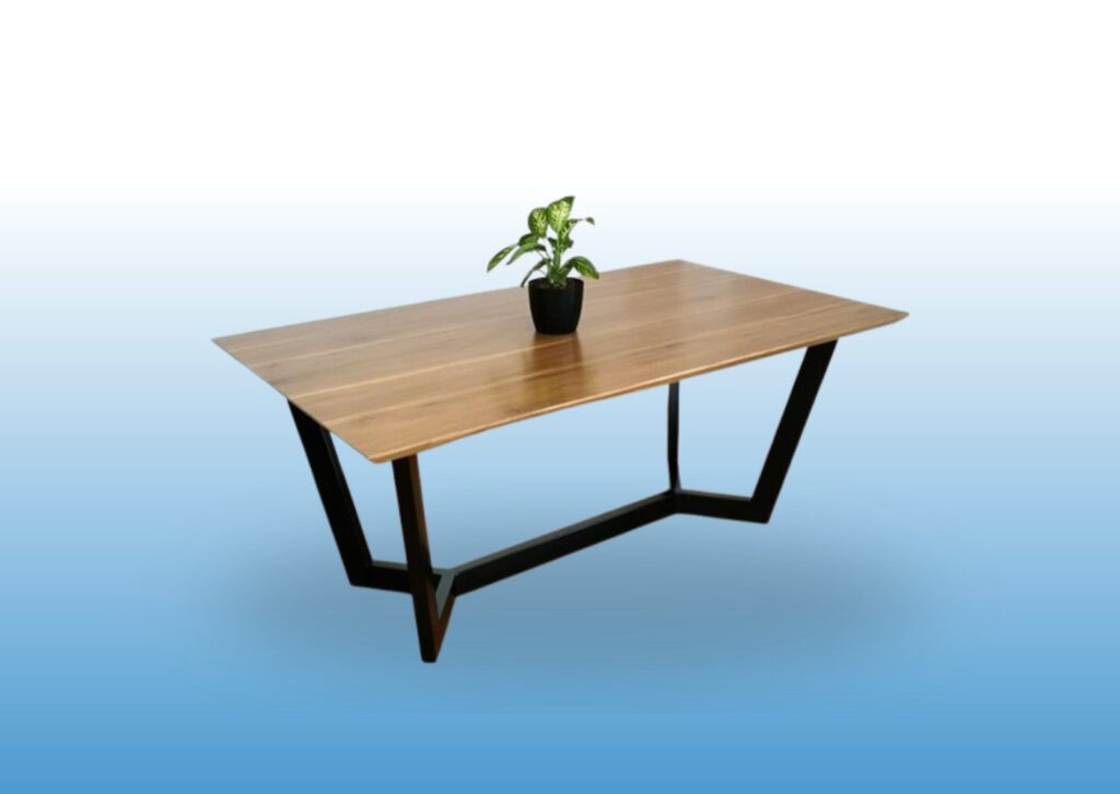 Mesa de madera moderna con planta, ideal para muebles para el hogar.