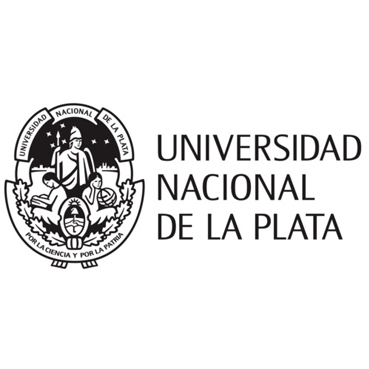 Logo de la Universidad Nacional de La Plata con una figura y un escudo