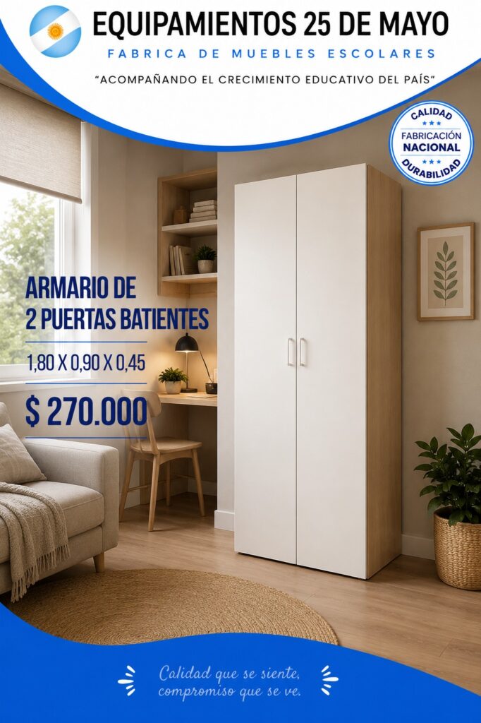 Armario de 2 puertas batientes "Equipamientos 25 de Mayo" de fabricación nacional