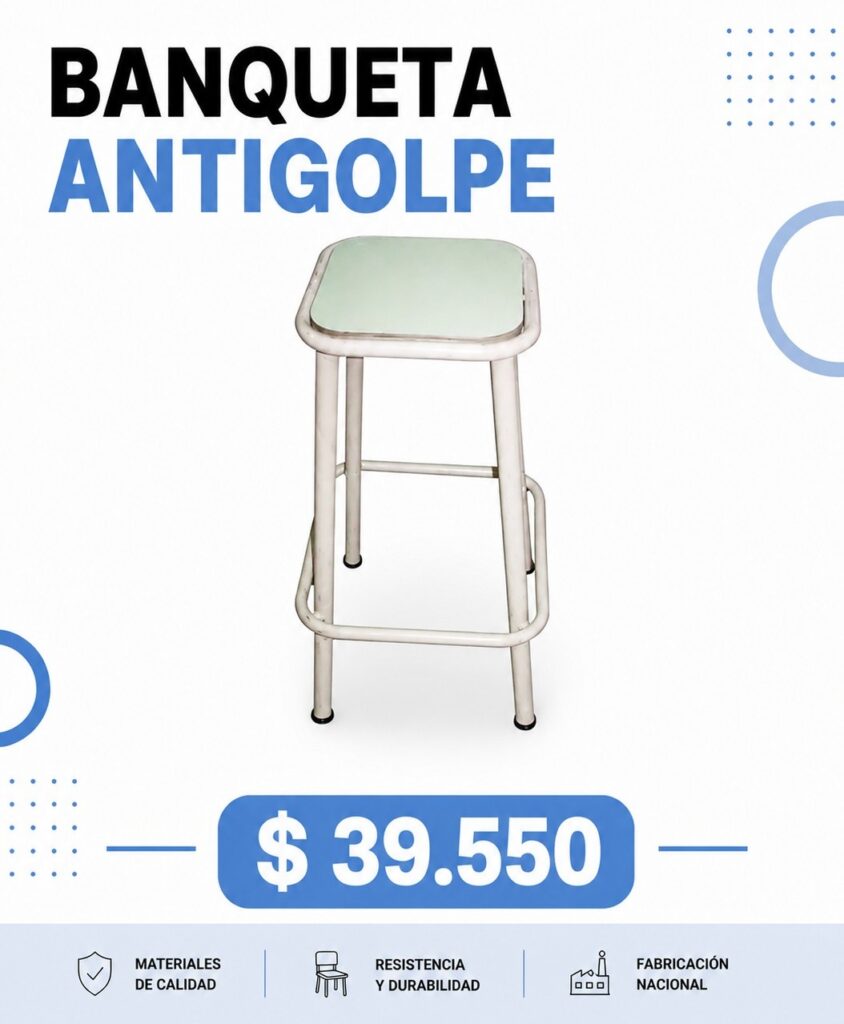Banqueta antigolpe blanca con asiento verde, $39.550