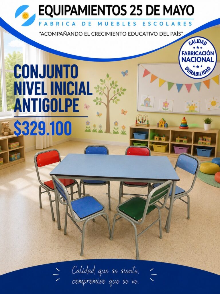 Conjunto de mobiliario escolar infantil: mesas y sillas, $329.100