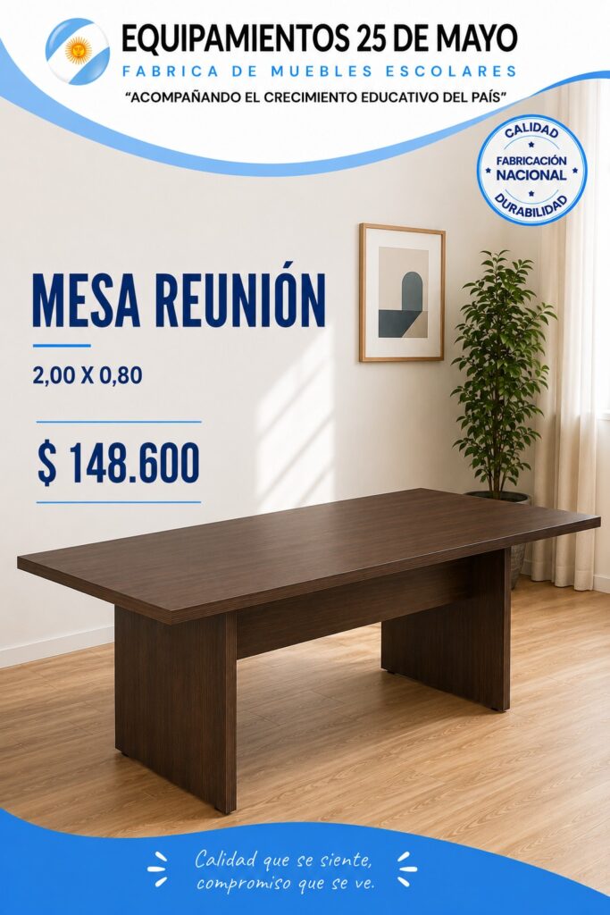 Mesa de reunión de 2 metros por 0.80 en madera con precio $148.600