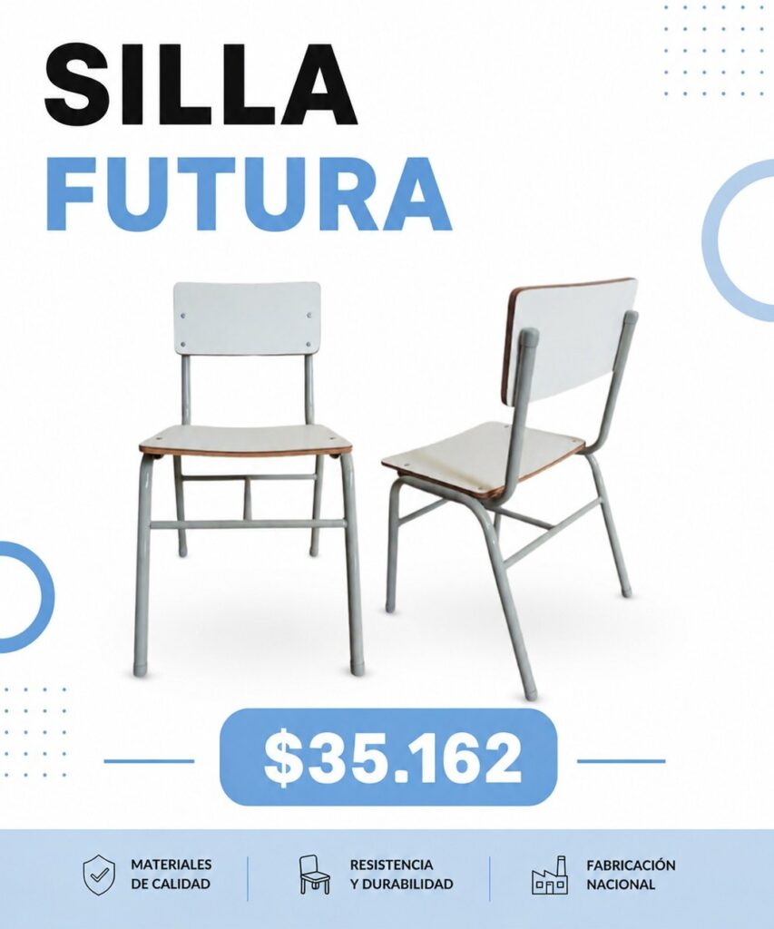 Sillas Futura: 2 sillas escolares blancas y grises, $35.162