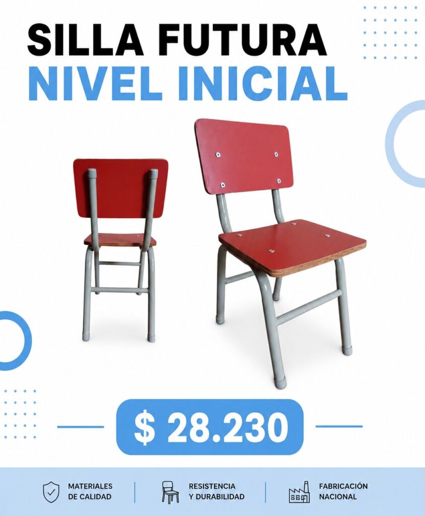 Silla futura nivel inicial roja y gris, $28.230