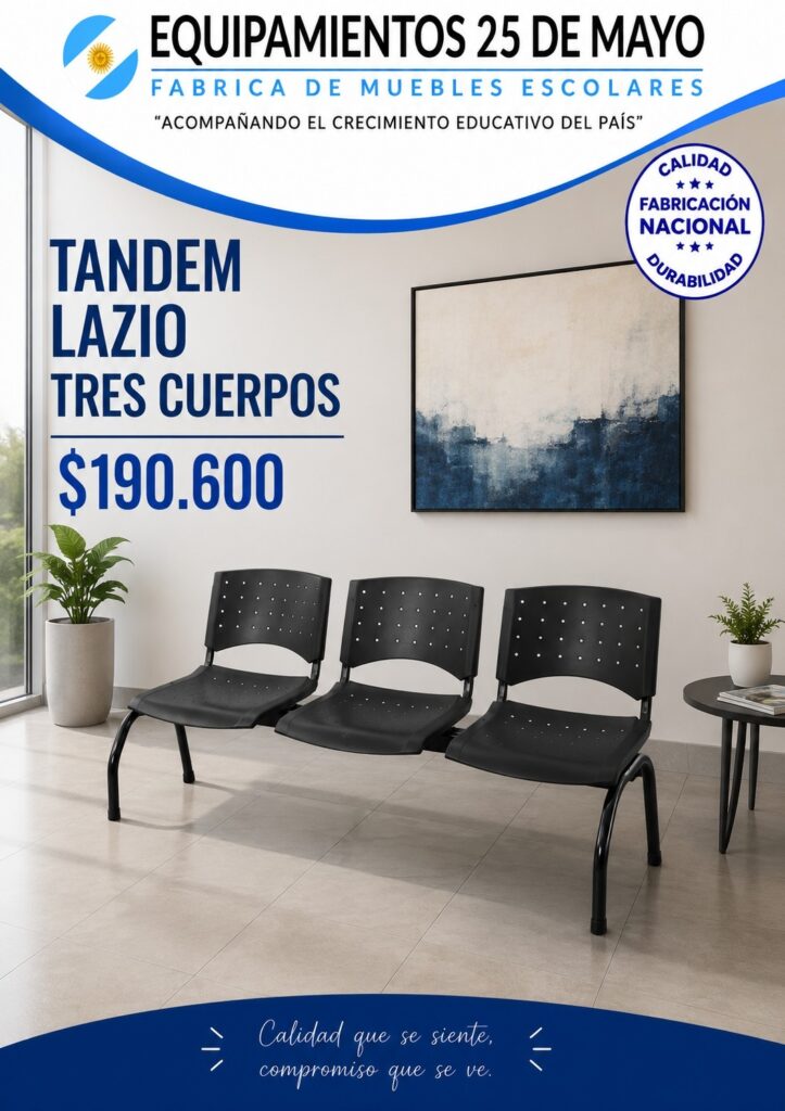 Sillas tándem Lazio de tres cuerpos en oferta a $190.600