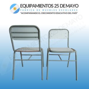 Dos sillas escolares antigolpe de diferentes tamaños